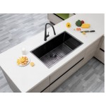 Gun Metal Grey Stainless Steel Handmade Double Bowls Top/Undermount Kitchen/Laundry Sink 762x457x254mm